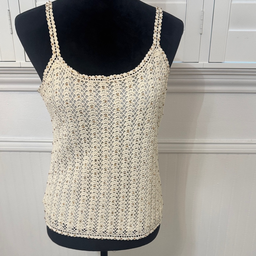 Dana Buchman Cream Crochet Camisole